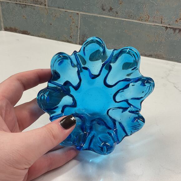 Cobalt Murano Style Finger Splash Nesting Art Glass Nesting Bowls - Picture 9 of 12